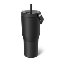BrüMate Resa 35oz 100% Leakproof Insulated Travel Tumbler | Cup-Holder Friendly Insulated Tumbler | Built-in Silicone Sleeve and Easy Carry Handle:_Matte Black