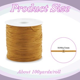 SUNNYCLUE 1.0mm 100 Yards Nylon Beading Cord Gold Nylon Threads Bulk Goldenrod Bonded Sewing Satin Knotting Rat Tail Silk Macrame Waxed Trim Cords for Crafting Bracelets jewellery Strings DIY Making