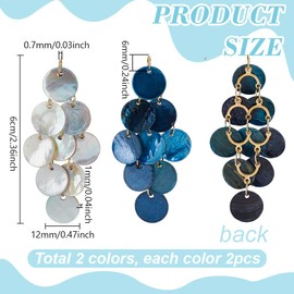 PH PandaHall Pack of 4 2 Colours Shell Charm Pendant 60 mm Multilayer Dangle Drop Chandelier Earring Charm for Women Earrings Necklace Crafts Jewellery Making, Shell