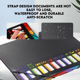 Mafegu 24 Pockets Edufun Expanding File Folder Organizer,Accordion File Organizer,A4 Letter Size,Rainbow Tab, for Home/Office/School Document Organizer (Black)