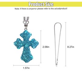 UHANBUT Bling Cross Car Rear View Mirror Charm, Sparkly Rhinestone Automotive Pendant, Religious Vehicle Hanging Ornament, Cute Auto Interior Decoration Accessories for Men, Women, Girls (Blue)