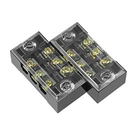 sourcing map 2 Pcs Dual Rows 3 Positions 600V 15A Cable Barrier Block Terminal Strip TB-1503L