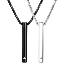 2 pcs Cremation Necklace for ashes Urn Necklace for Ashes Stainless Steel Cremation Jewelry Memorial Ash Holder with CZ Necklace, Stainless Steel, No Gemstone
