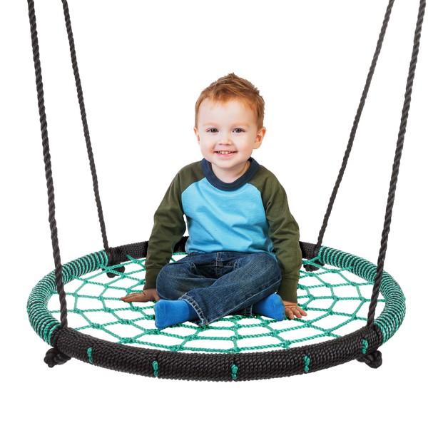 Spider Web Tree Swing-Large 40-inch Diameter Hanging Tree Rope Saucer Seat-Great Backyard Playground Equipment for Boys and Girls by Hey! Play!
