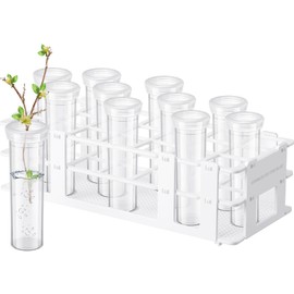 Willinglong 11 Pcs 60ml Large Floral Tubes with Rack Holder Set for Milkweed Cuttings Large Floral Water Tubes Detachable Flower Holders for Monarch Butterfly Habitat Flower Arrangements