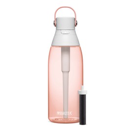 Brita Insulated Filtered Water Bottle with Straw, Reusable, BPA Free Plastic, Blush, 36 Ounce