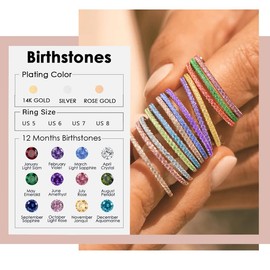tanguan Birthstone Rings for Women, Stackable Cubic Zirconia Birth Stone Ring Mothers Birthday Unique Jewelry Ring (08-August Birthstone Ring, 7)