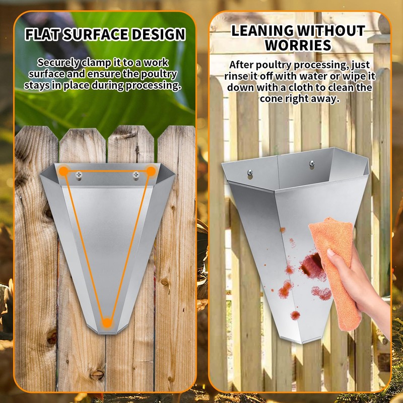 COZOFU Large-Sized Galvanized Steel Chicken Restraining Cone for Poultry, Suitable
