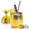 4 Pack Pineapples Drink Cups, 450Ml Gold Pineapples Tumbler with