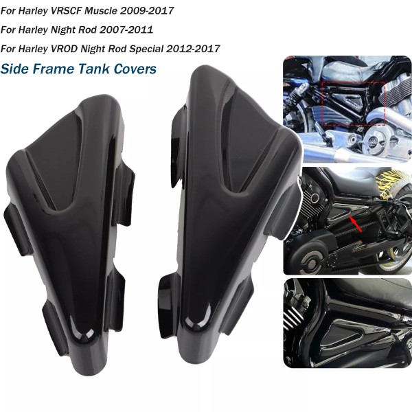 Unbranded Gloss Black Tank Side Frame Covers For Harley V-ROD
