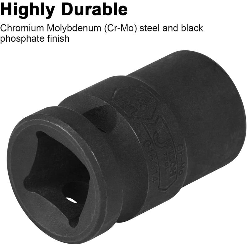 Jetech 1/2-Inch Drive 18mm Deep Impact Socket with 6-Point Design,