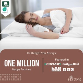 Pizuna 100% Cotton Double Fitted Sheet White, 400 Thread Count Long Staple Cotton Fitted Bed Sheets Double 140x200 cm, Sateen Weave 40 cm Deep Fitted Sheets for Double Bed 1 PC White