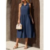 Wenrine Womens Summer Sleeveless Shirt Dress Casual Collared V Neck