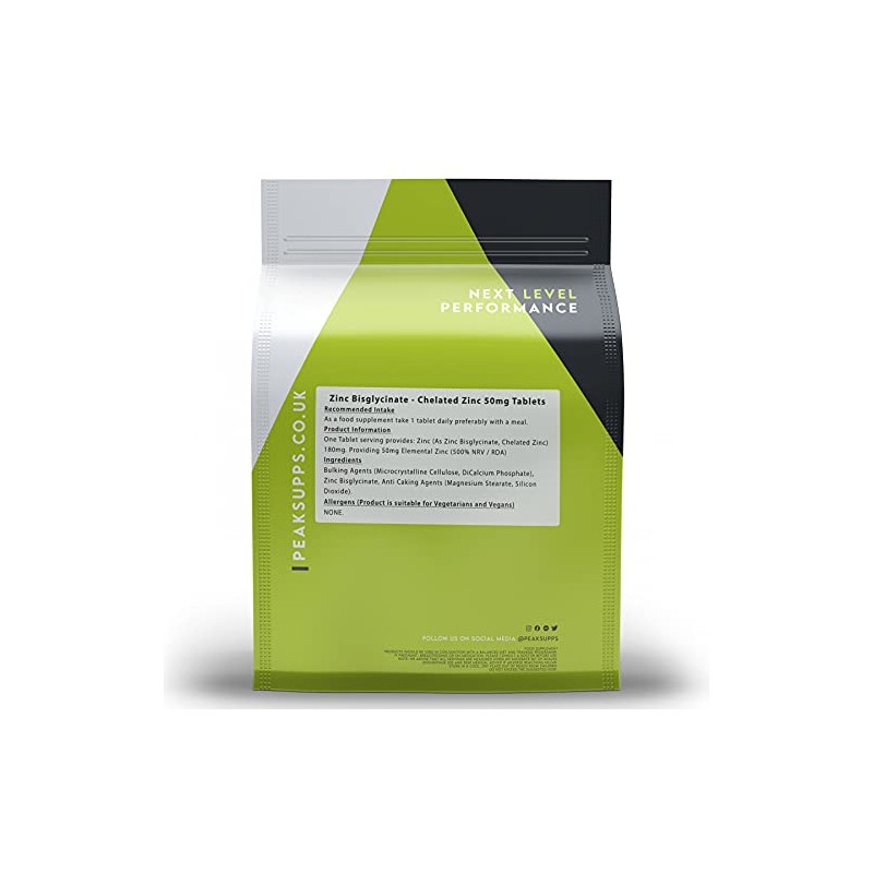 Zinc Bisglycinate 50mg - 180 Tablets | Vegan | Chelated