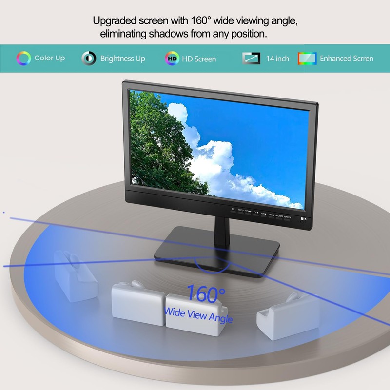 Feihe 14 inch Small Flat Screen Kitchen TV with ATSC