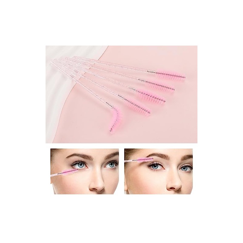 Tbestmax 50 varillas de rímel desechables, cepillos de cristal para