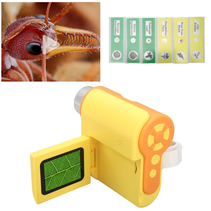 Kids Microscope Camera 2in Screen 1000X Magnification Adjustable LED 1080P