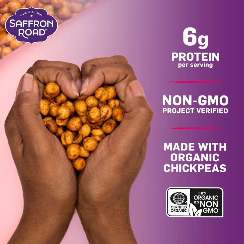 Saffron Road Roasted Bombay Spice Crunchy Chickpeas | High-Protein, Vegan,