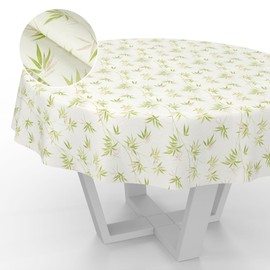 Oilcloth Tablecloth Washable Oilcloth Garden Tablecloth Outdoor Indoor Round 140 cm Cut Edge Bamboo