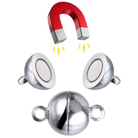 10 Pieces Jewellery Magnetic Clasps. Round Magnetic Clasps for Bracelets and Necklaces, 8 mm