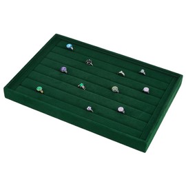 ANATTASOUL Stackable Jewelry Organizer Display Trays Dark Green Rectangle Stacking Jewelry Trays Velvet with Wood Jewelry Display Storage Plate for Jewelry Pins for Earring Necklace Bracelet Ring