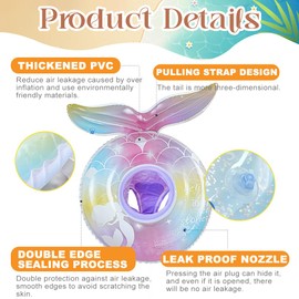 FEMONGY Children's Swimming Ring, Swimming Ring from 1 Year with Inflatable Foot Pump, Swimming Hoop Children 1-5 Years, Swimming Aid Baby from 1 Year with Mermaid Tail Shape for Children