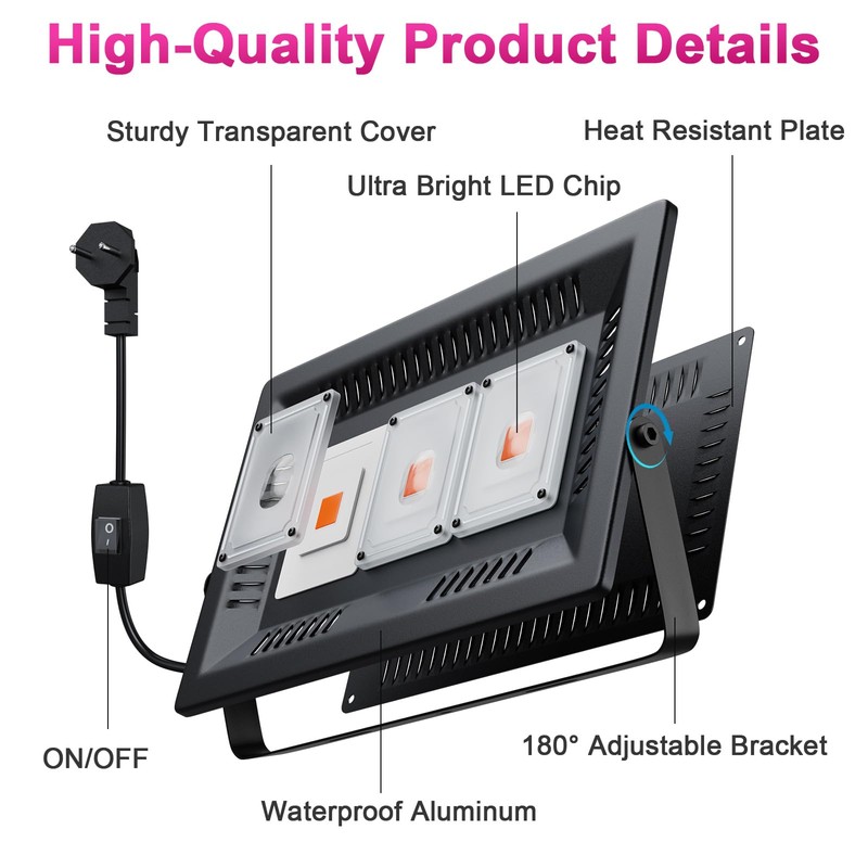 Vcycal Waterproof Plant Light, 450W Outdoor Grow Lights, Full Spectrum
