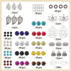 SUNNYCLUE 1 Box 4 Sets Bracelet Making Kits Bohemian Multi Layered Bracelets Tiger Eye Turquoise Jasper Howlite Gemstone Bead Stone Spacer Beads for Jewellery Making Kits Adults DIY Craft Supplies