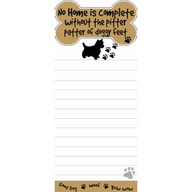 "No Home Is Complete Without Doggy Feet" Magnetic List Pads Uniquely Shaped Sticky Notepad Measures 8.5 by 3.5 Inches