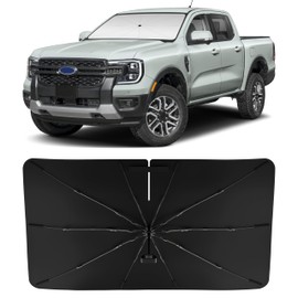 INSAUTO Windshield Sun Shade Umbrella for Ford Ranger 2019-2025, Foldable Front Windshield Sunshade with Storage Bag, Block Out UV Rays & Heat, Keep Car Cool