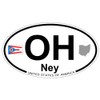 US Decal, Inc. Ney, Ohio Oval Sticker with State Flag