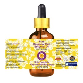 Deve Herbes Pure Bergamot Mint Essential Oil (Mentha citrata) with Glass Dropper Steam Distilled 50ml (1.69 oz)