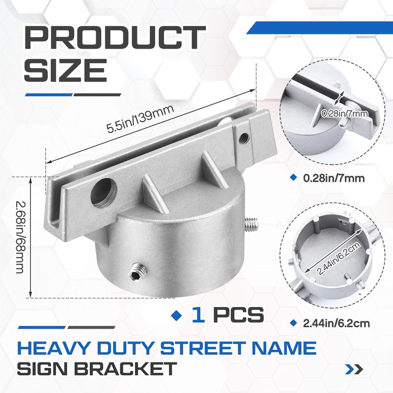 Hicarer 1 Pcs Street Name Sign Bracket for 2 3/8"