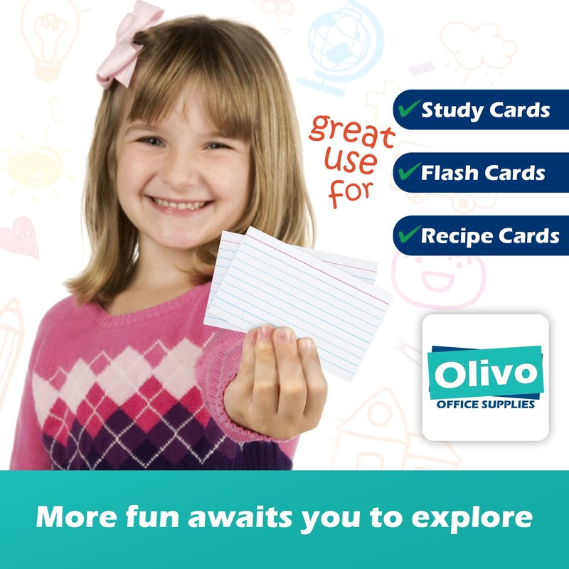 Index Cards 3x5 Lined Ruled Flash Note Cards 3" x