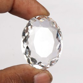 REAL-GEMS White Topaz 100.00 Carat Oval Shaped Crystal For Jewelry Making, Large, gemstone, Topaz