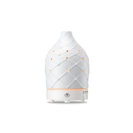 Serene House Spout, Ultrasonic Essential Oil Cool Mist Diffuser – 7-Color Calming LED Light, Timer Control, Automatic Shut-Off – White Ceramic, 90ml
