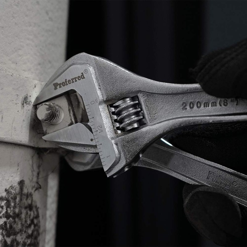 Proferred T05053 Standard Adjustable Wrench, Chrome Finish, 8"