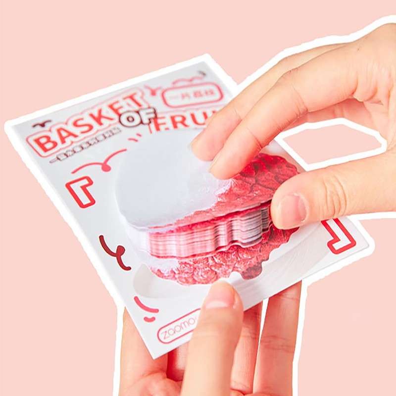 Teadokly 12PCS Funny Fruit Shaped Sticky Notes, Strawberry Sticky Notepad,