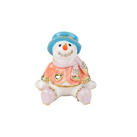 Furuida Snowman Trinket Boxes Hinged Enamel Hand-Painted Figurine Ornaments Craft Unique Fun Gifts for Winter Christmas Decor