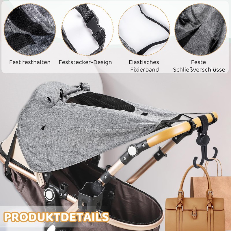 Awning Pram UV Protection 50+ and Waterproof, Sun Shade for