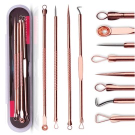 ZTRHYOO Blackhead Remover Pimple Comedone Extractor Tool Best Acne Removal Kit - Treatment for Blemish, Whitehead Popping, Zit Removing for Risk Free Nose Face Skin with Case (Rose)
