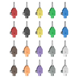 Cleqee 20pcs 4mm Banana Plug Clip On Plug Fast Connect Crimp Connectivity Multi-Contact Audio Speaker Terminal Electrical Test (10 Colors)