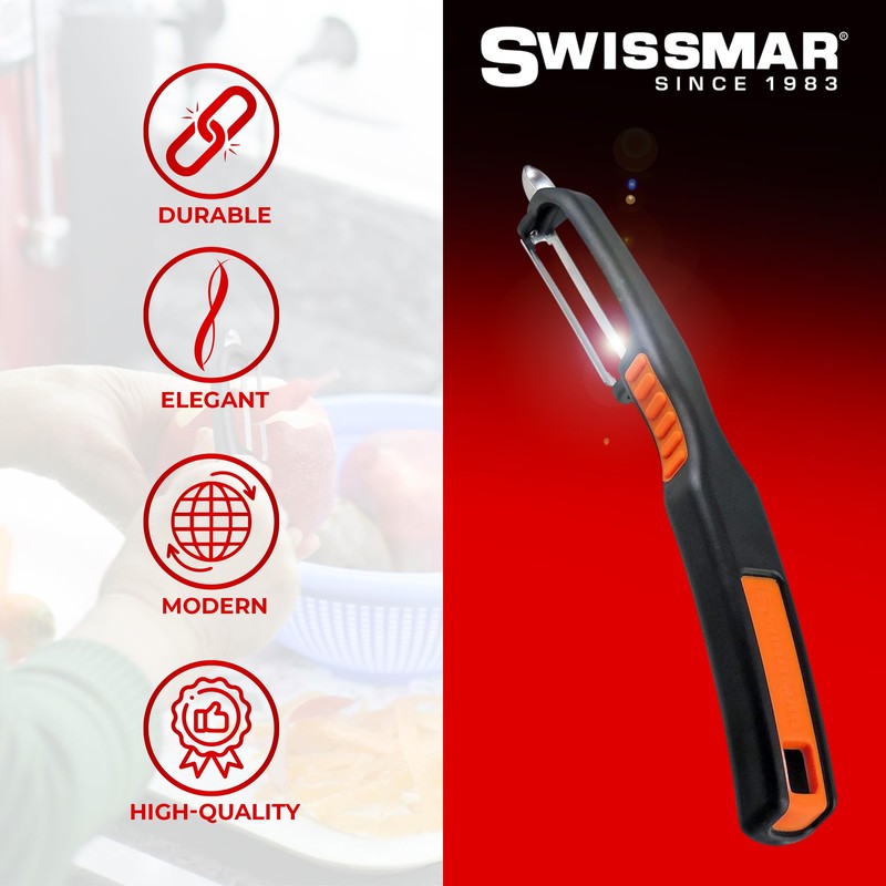 Swissmar Swiss Non-Slip Double Edge Straight Peeler - Easy-Grip Stainless