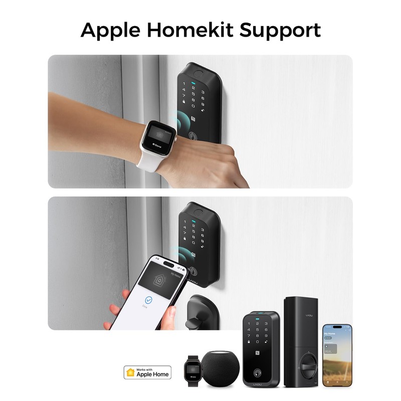 Smart Lock with Apple Home Key, Fingerprint Keyless Entry Door