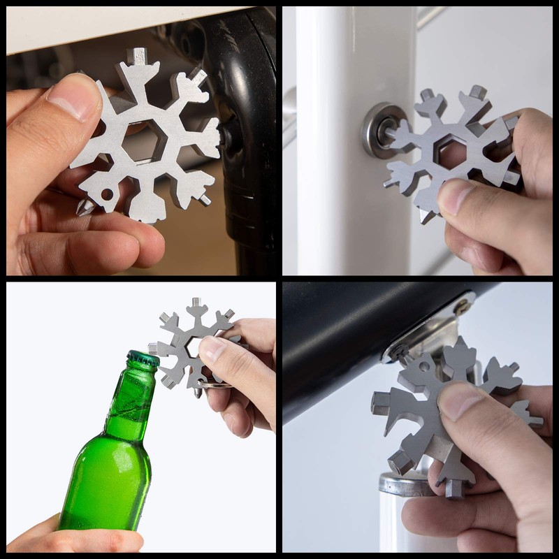 Snowflake multitool，Stainless Steel Snowflake tool multi，Portable Snowflake Tool Bottle Opener，Flat
