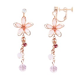 ONNFMH 18k Clip-on Dangling Earrings (No Pierce Earrings), Floral, Japanese Style, Women's, Popular