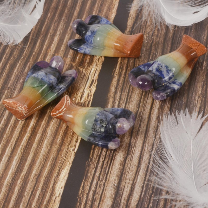 Justinstones Carved 7 Chakra Layered Gemstone Peace Angel Pocket Guardian