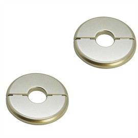 CAcoverVA 2 Pieces Wall Split Flange, Self-Adhesive Escutcheon Plate for 22mm/0.87" Dia Pipe, ABS Round Plumbing Cover Plates for Bathroom Kitchen Toilet Faucet, Gold