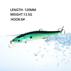 ODS Minnow Wobbler Fishing Lure Kit 4.7 Inch Floating Fishing Bait Attractant for Catching Pike Zander Predatory Fish (Kit 1)