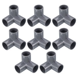 PATIKIL 8pcs 25mm 3 Way Elbow Pipe Fitting UPVC Joint Coupling Pipe Adapter for Pipe Connection, Gray